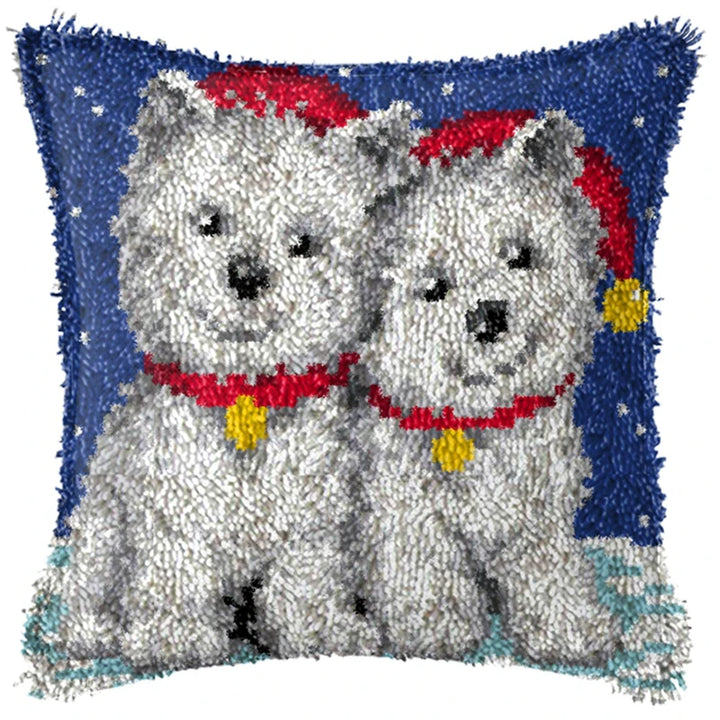 Christmas Vintage Classic Latch Hook Set Embroideried Latch Hook Kits Flower Latch Hook Pillow Button Pad Package Handmade Cross