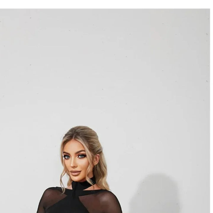 Women Latin Dance Body Top Black Mesh Conjoined Backless Cross Belt Pair It with Dance Dress Lingerie Training Performance