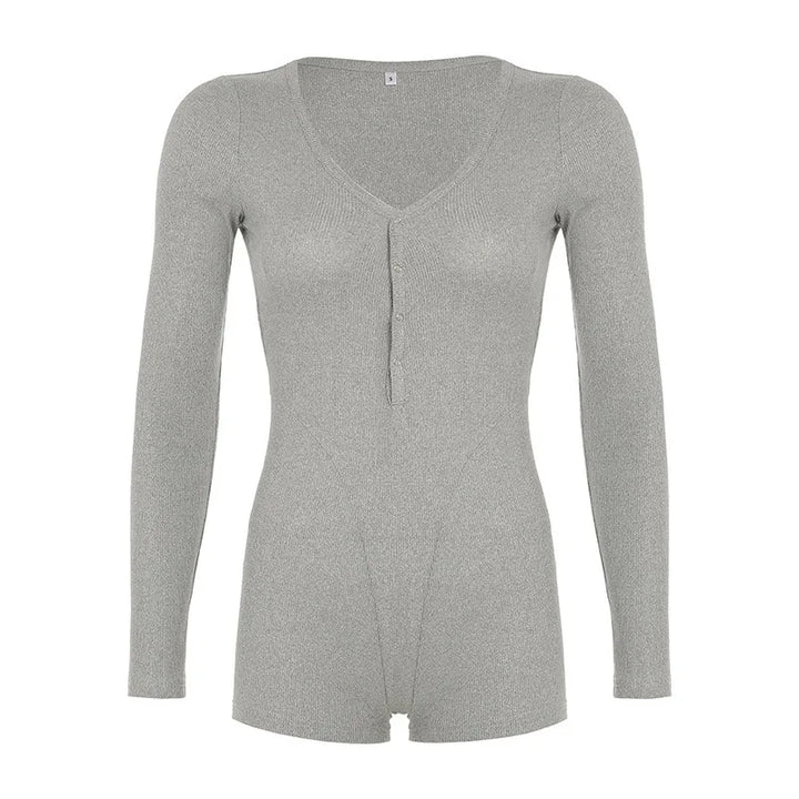 Women's Jumpsuits Autumn New Fashion Long Sleeves Casual Slim Knitted Rompers Solid Sexy V-Neck Female Bodycon Elegant Clothing
