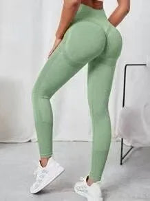 Women Seamless Solid Leggings Knit Slim Leggings High Waist Hip Liftting Fashion Elastic Fitness Yoga Tights Gym Workout Pants