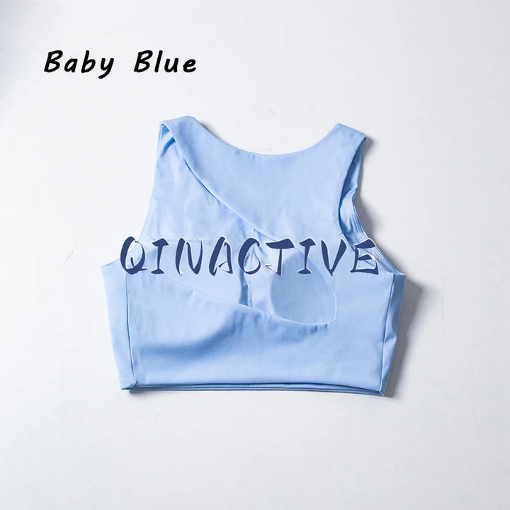 QINACTIVE  Sexy Backless Women Crop Top Fitness Solid Sports Bra Gym Shockproof Workout Yoga Tank Tops