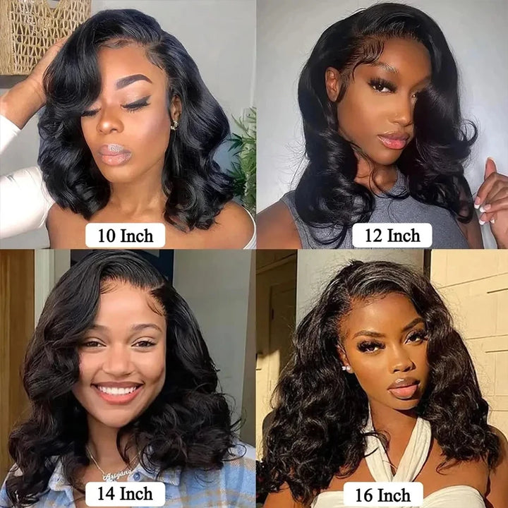 Body Wave Short Bob Wigs 4x6 Glueless Wig 200% Brazilian Water Wave Lace Frontal Human Hair Wigs Closure Wig For Women