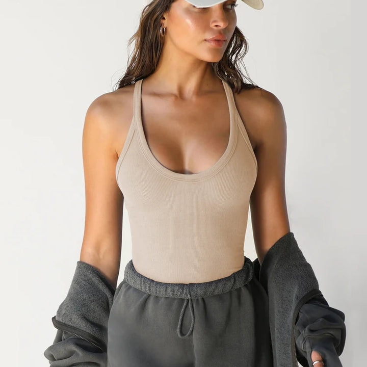 Women Bottoming Shirt Basic Elastic Tank Tops Solid O-neck T-shirt Female Knitted Short Slim Sleeveless Shirt Tank Casual Tops