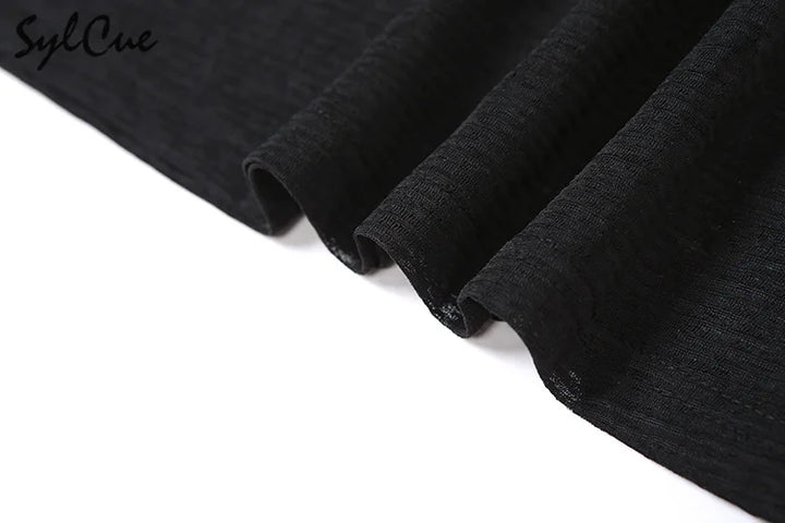 nibber 2024 Summer High Street Travel Cool Confident Black Mysterious Sexy Open Avant-garde Sexy Hot Cool Women's Hooded Dress