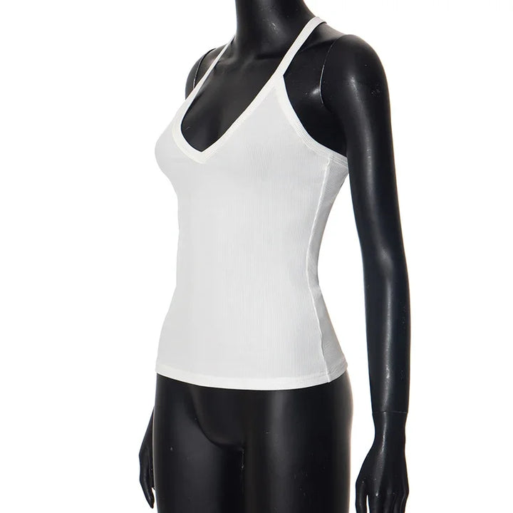 Abrini Sleeveless V Neck Ribbed Tank Top Spring Summer 2025 Women Clothes Casual Basic Top Black White Gray Camisloe Wholesale