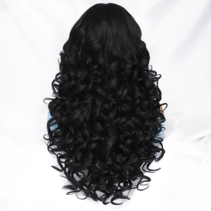 Long Afro Curlys Lace Wigs Black Women's Cosplay Synthetic Wig Chocolate Brown Orange Blonde Lace Front Wigs For Woman Curly Wig