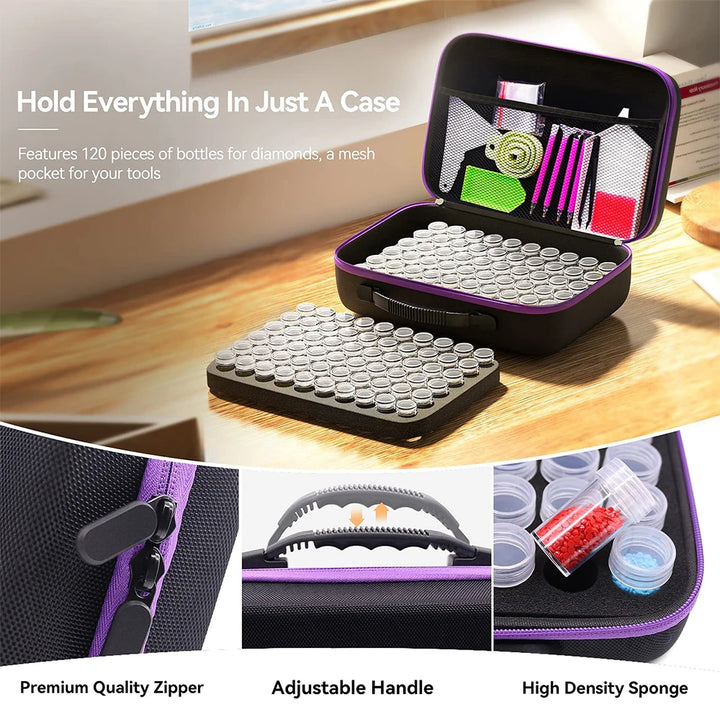 Pink Double Layer Handbag Diamond Storage Containers Painting Organizer Box Bead Suitcase Bag Paintings Tools Accessories Lot or