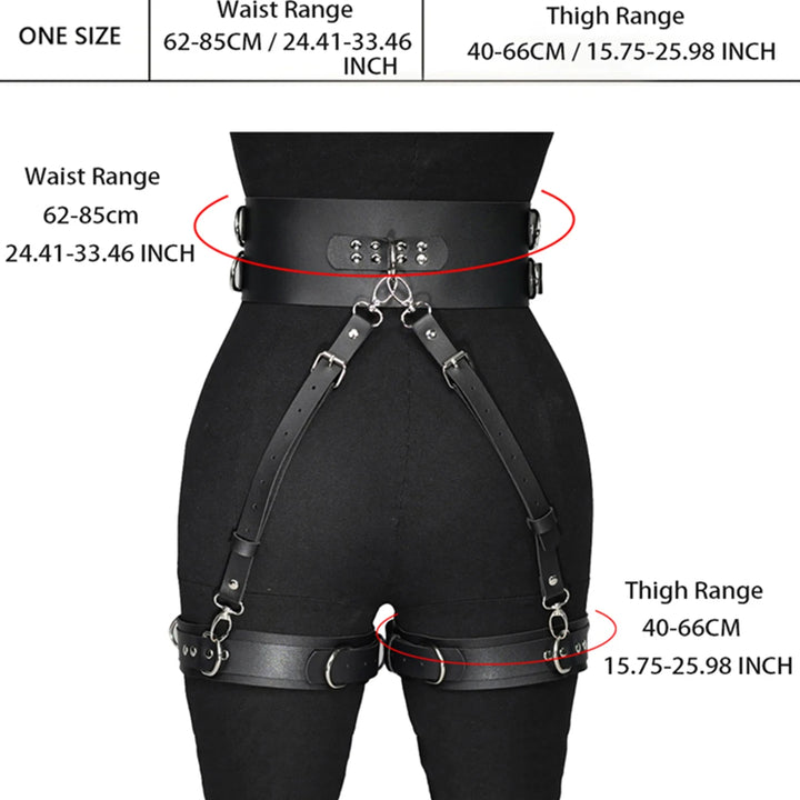 Women's Sexy Trend Punk Belts Casual Wild Leather Waist to Leg Belt Bondage Leg Harness Gothic garter Belts Clothing Accessories