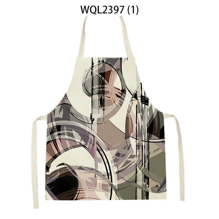 Irregular Geometric Linen Aprons for Women Sleeveless Smock Housework Home Apron Kitchen Baking Accessories Delantales