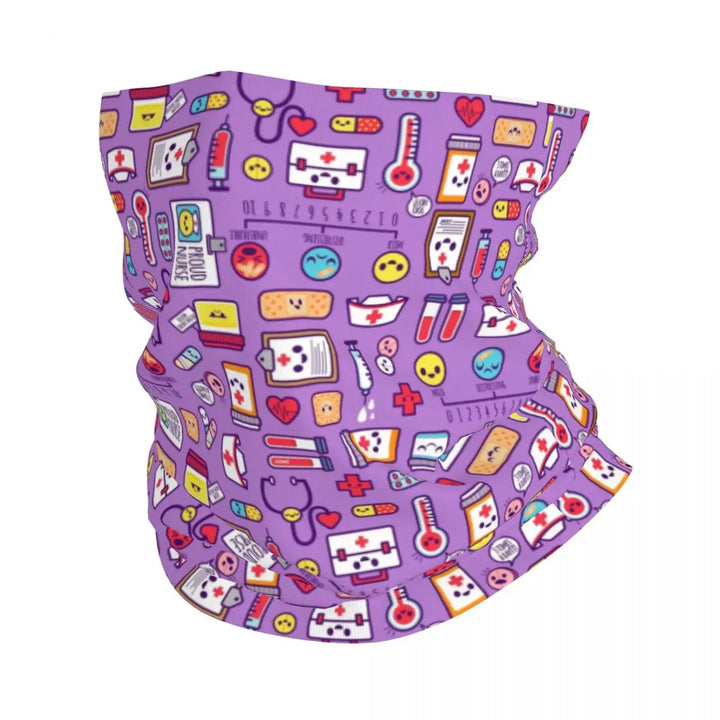 Custom Nursing Pattern Nurse Bandana Neck Gaiter for Ski Cycling Women Men Wrap Scarf Health Care Headband Warmer