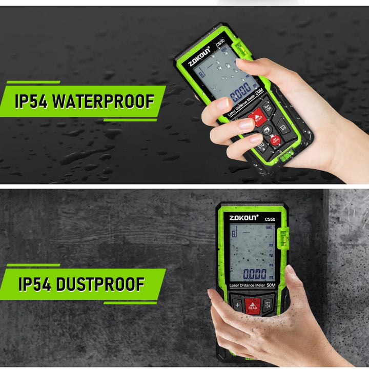 Zokoun shockproof 50/70/100m laser distance meter electronic ruler laser tape Area Volume Pythagorean digital rangefinder