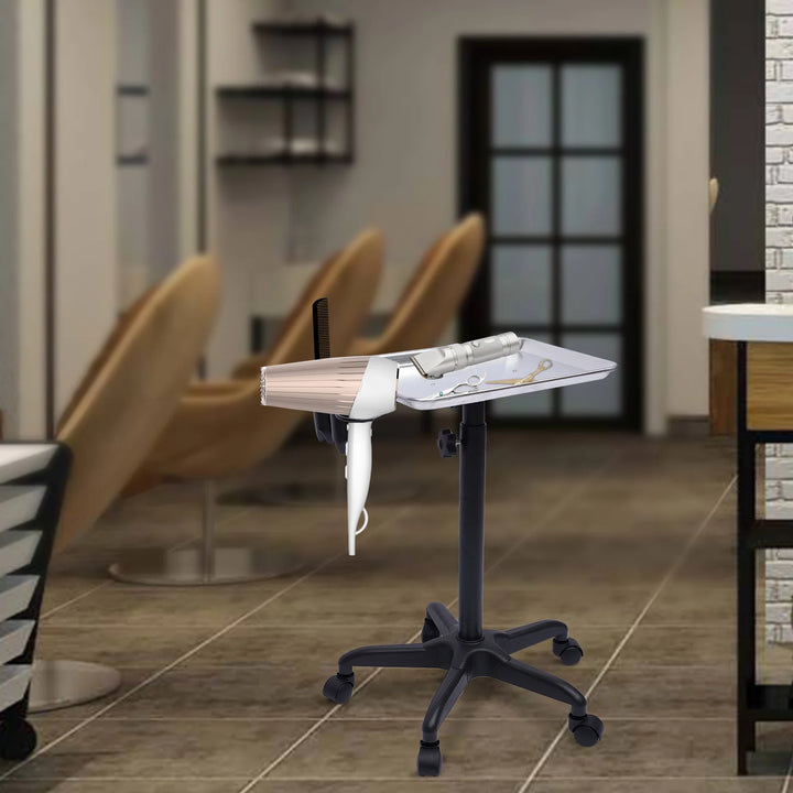 Professional Aluminum Salon SPA Rolling Cart Medical Tattoo Mobile Trolley Hair Instrument Service Tray Black/Silver