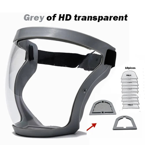 Mask Face Shield Glasses HD TP Super Protective Anti-fog Full Face Shield Head Covering Reusable Kitchen Security Protection New