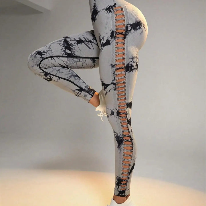 Tie Dye Seamless Leggings for Women High Waist Yoga Pants, Scrunch Butt Lifting Elastic Tights, Side mesh design