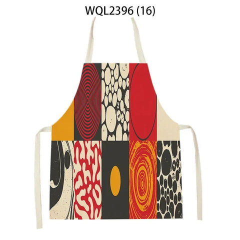 1 Piece Abstract Patchwork Home Kitchen Sleeveless Cleaning Halter Neck Apron Holiday Dinner Baking Cooking Accessories Bib