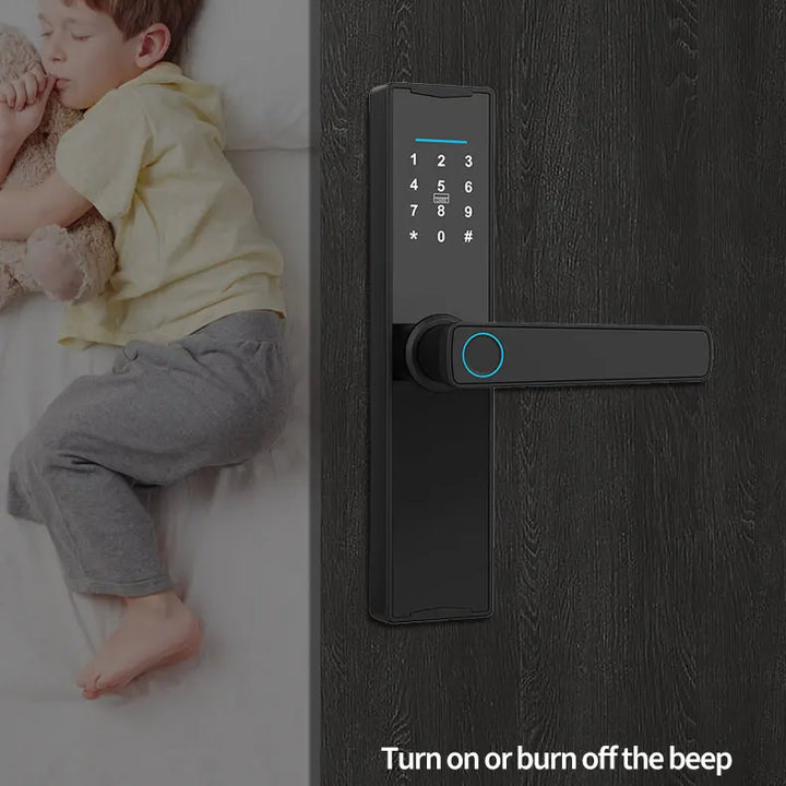 PHIPULO New Smart Door Lock With Tuya APP Digital Electronic Lock Smart Home Wooden Door Lock Biometric Fingerprint