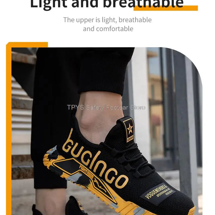 Lightweight Steel Toe Safety Shoes Men Anti-puncture Work Shoes Men Breathable Industrial Shoes Indestructible Work Safety Boots