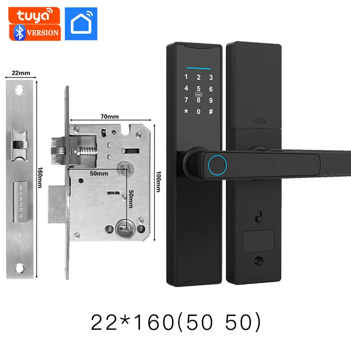 PHIPULO New Smart Door Lock With Tuya APP Digital Electronic Lock Smart Home Wooden Door Lock Biometric Fingerprint