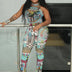 Weird Puss Aesthetic Print 2 Piece Set Women Sexy See Through Colorful Coquette Tank Tops+Pants Hipster Matching Clubwear Outfit