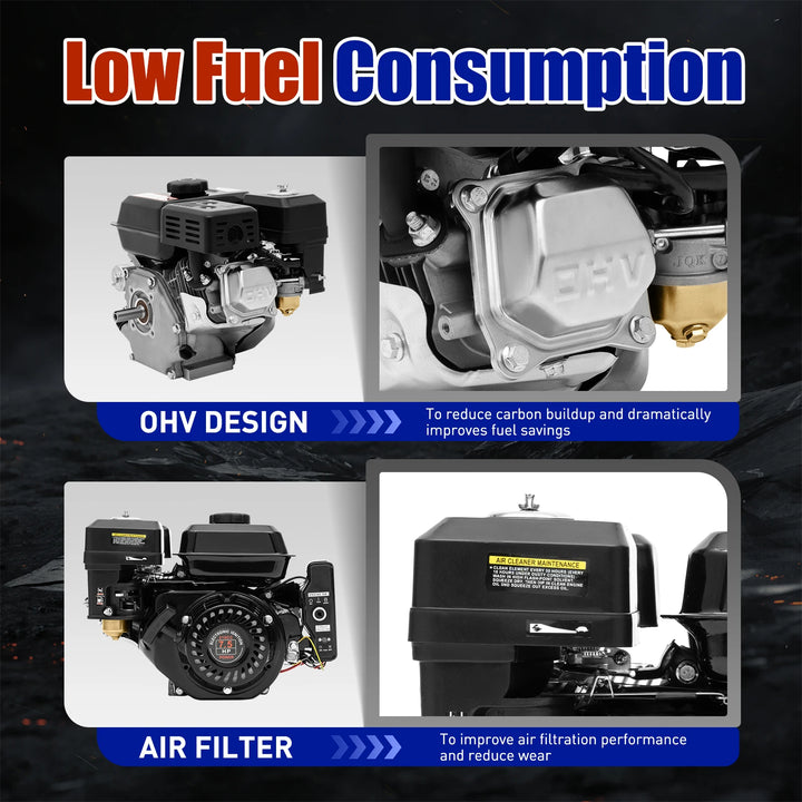 212CC 4-Stroke 7.5 HP Electric Start Horizontal Black Gasoline Engine Air Cooling Low Noise Stable Running With Large Fuel Tank