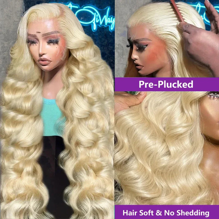 13x4 613 Curly Blonde Front Human Hair Body wave HD Transparent 13x5 Lace Frontal Wig Brazilian Hair 200 Density For Black Women