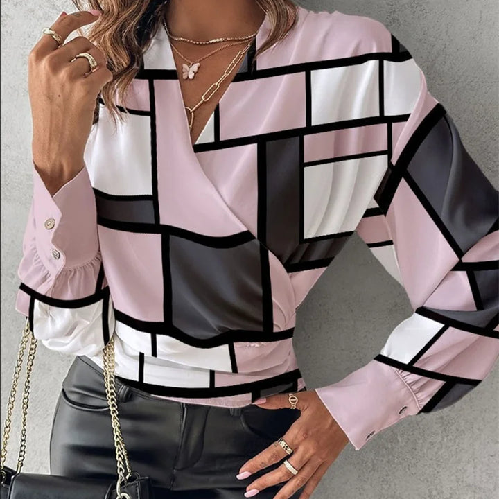 Sexy V Neck Long Sleeve Shirts Blouses Office Ladies Spring Summer Fashion Elegant Solid White Blouse For Women 2025 Female Tops