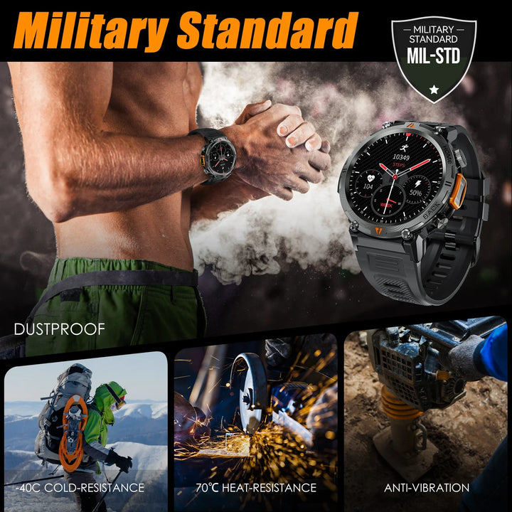 EIGIIS New Bluetooth Call Smart Watch Men Full Touch Screen Health Monitor Clock With Flashlight Men SmartWatch For ios  Android