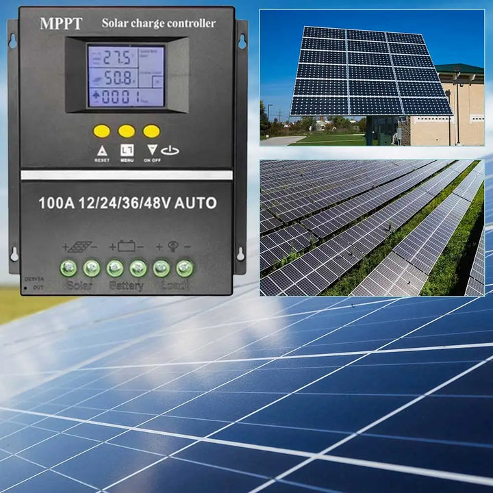 100A MPPT Solar Charge Controller Intelligent Regulator LCD Display Solar Panel Regulator 12V 24V 36V 48V for Solar Panel