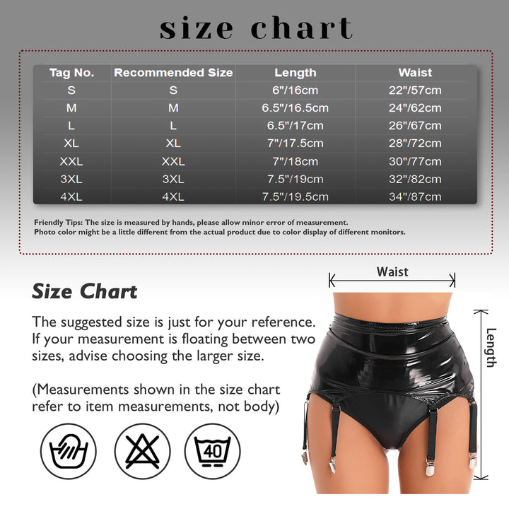 Womens Garters Suspender Belt Skirts Ladies Wet Look Patent Leather Garters with Metal Clips Clubwear Costume Underwear