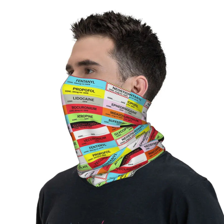 Custom Nursing Pattern Nurse Bandana Neck Gaiter for Ski Cycling Women Men Wrap Scarf Health Care Headband Warmer