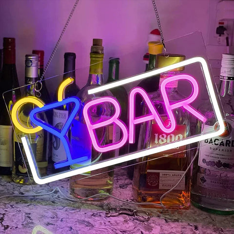 Bar Letter Neon Sign LED Light, Wall Lamp for Bar Party Night Club Man Cave Restaurant Festival Celebration Decoration Party