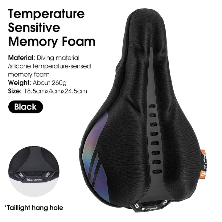 WEST BIKING Comfortable Bicycle Saddle Cover Breathable Rebound Silicone Foam Bike Seat Cover With Rain Cover Bike Accessories