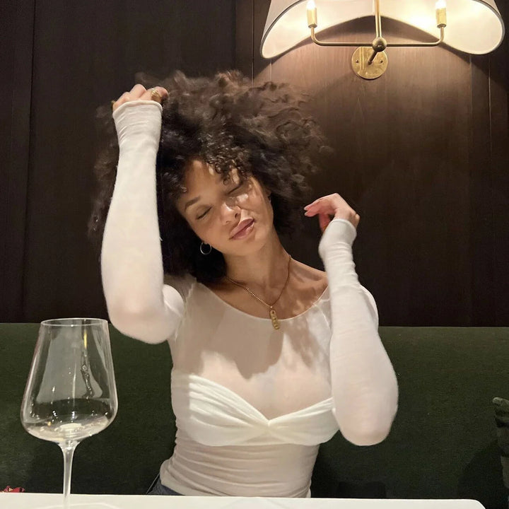 Mozision See Through Mesh Crop Top Women Pullovers Strapless Short Knit Cropped Tops Ladies Tee Shirt Sexy Off-shoulder T-shirt