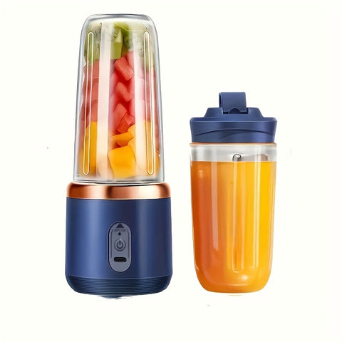 2-in-1 Portable Blender & Juicer - USB Rechargeable, Includes 6 Blades & Dual Cups for Smoothies, Shakes & Iced Drinks - Perfect Gift for Thanksgiving, Christmas, Halloween