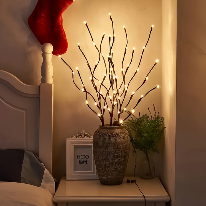 1pc 20 LED Branch Lights - Indoor Decoration Lighting - Fairy Lights With Branch Design (No Batteries, Please Bring Your Own 2 AA Batteries) For Party Eid Al-Adha Mubarak Dormitory Decor, Halloween Decor, Christmas Decor, Hol