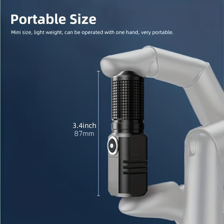 Mini Flashlight Rechargeable, High Lumens Tactical Flashlight, Super Bright Small LED Flash Light- Zoomable, Adjustable Brightness, Long Lasting for Camping, Outdoors And Home Emergency, Can Be Turned Off with One Click, 3 Mo