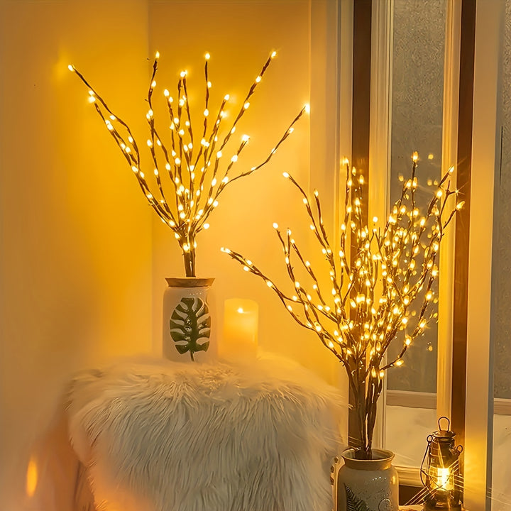 1pc 20 LED Branch Lights - Indoor Decoration Lighting - Fairy Lights With Branch Design (No Batteries, Please Bring Your Own 2 AA Batteries) For Party Eid Al-Adha Mubarak Dormitory Decor, Halloween Decor, Christmas Decor, Hol