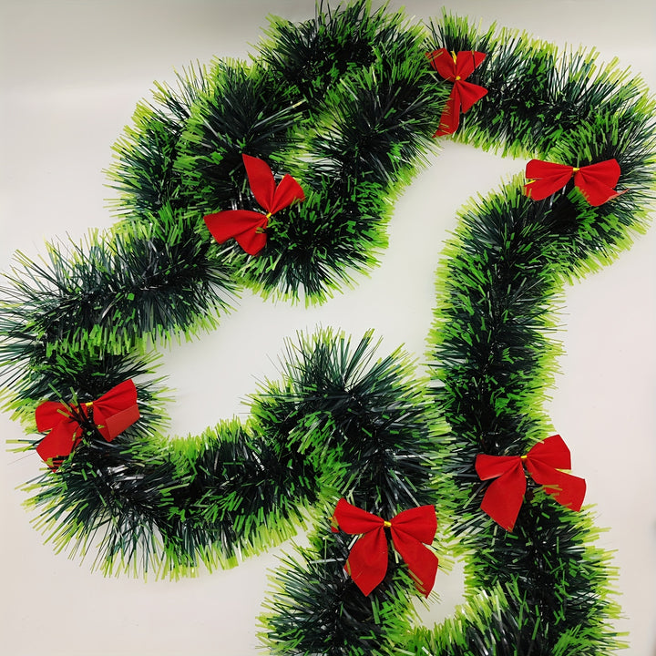 6.56ft Christmas Rattan, Dark Green And White Edge Christmas Decoration Strips, Wedding Celebration Holiday Decoration Snowflakes, 3.54inch Diameter