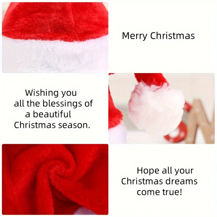 Christmas Hat, Santa Hat Holiday for Adults Unisex Velvet Comfort Extra Thicken Fur Xmas Hat for New Year Festive Party