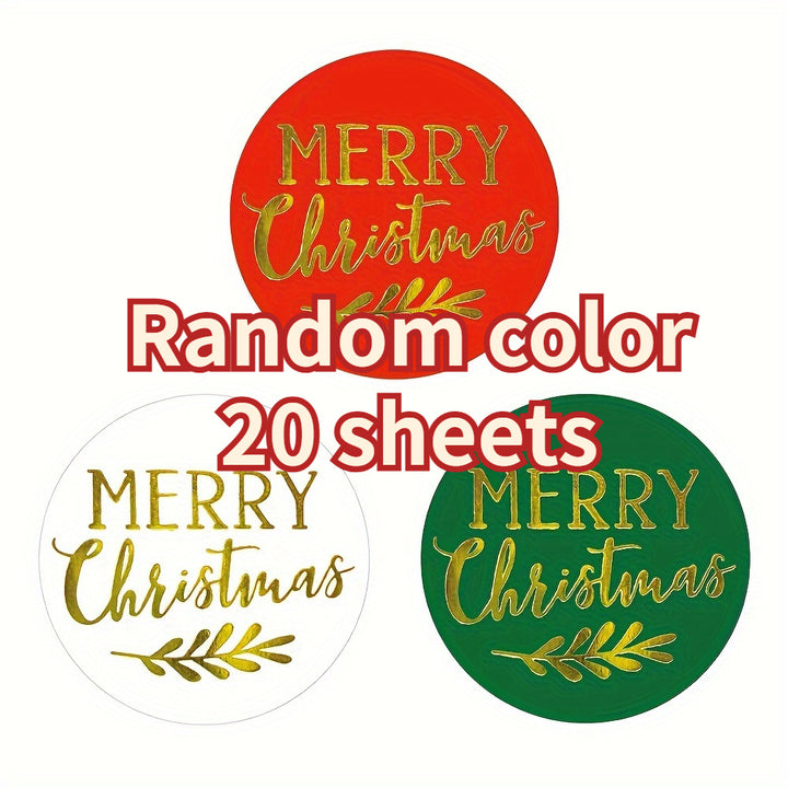 20 Golden Foil Christmas Stickers - Reusable Paper Christmas Labels for Holiday Decorations, Greetings, Envelopes And Crafts, Suitable for Ages 14+