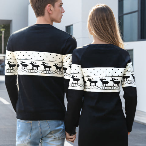 Men's Knit Pullover Sweater, Christmas Reindeer Pattern, Casual Long Sleeve Crew Neck, Fall/Winter Top