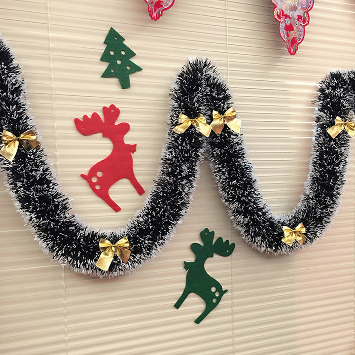 6.56ft Christmas Rattan, Dark Green And White Edge Christmas Decoration Strips, Wedding Celebration Holiday Decoration Snowflakes, 3.54inch Diameter