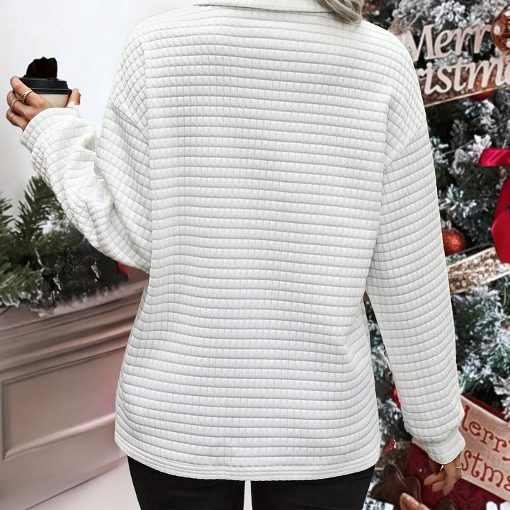 Christmas Tree Print Waffle Pattern Loose-Fitting, Long Version Casual Top [Please Buy One Size Smaller Than Normal Size]